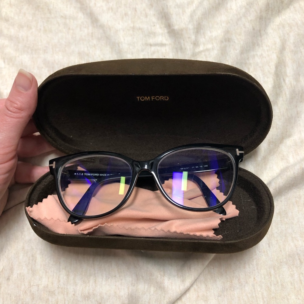 Tom Ford Eye Glasses with Case TF5291 Made in Italy Black Frames Gold Accents